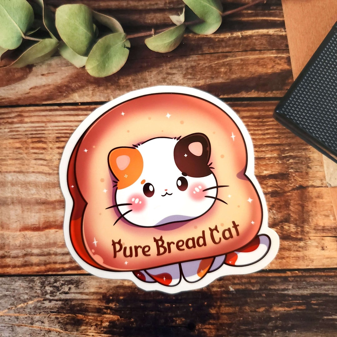 Kawaii Cat Glossy Vinyl Sticker - Stickers - Cat - Soft Bread - Etsy