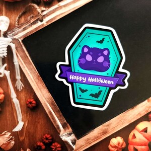 Kawaii Coffin Halloween Glossy Vinilo Pegatina - Pegatinas - Halloween - Lindo Gato