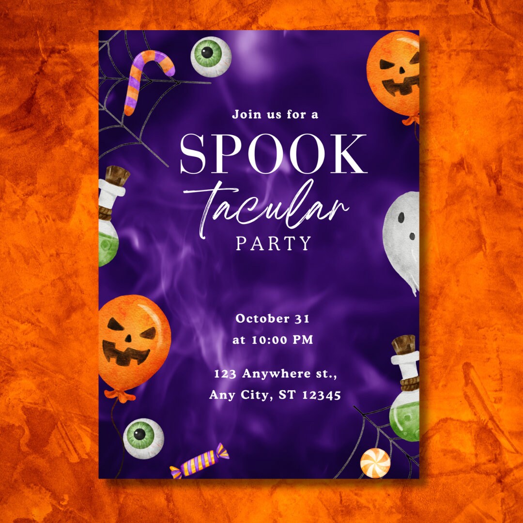 Editable Halloween Invitation Halloween Party Invitation Etsy