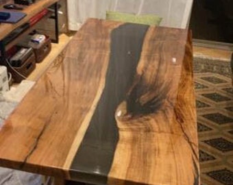 Epoxy Table, dining, sofa, center table top Live Edge Walnut Table ,Custom Order, Epoxy Resin River Table, Epoxy and Wood