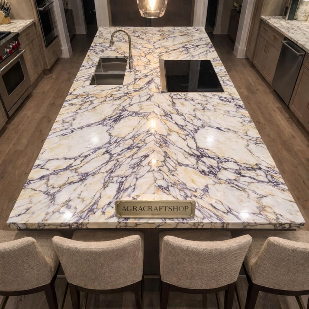 Calacatta Marble Kitchen Island Countertop – Luxury Marble Dining Table ...