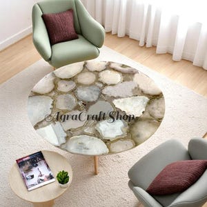 Tablero de mesa de ágata natural: consola moderna de mediados de siglo