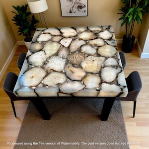Natural Agate Square Coffee End Table - Elegant Dining & Console Table Top - Rustic Sofa Center Table Decorative - Luxury Furniture for Home