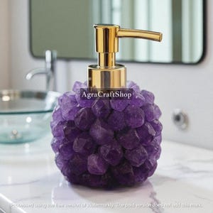 Amethyst Stone Soap Dispenser: Handmade Crystal Bathroom Decor