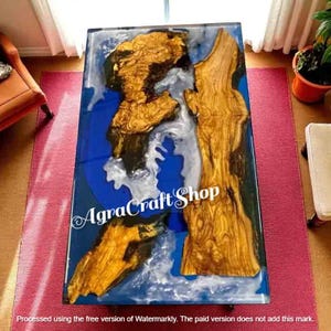 Ocean Wave Epoxy Resin Rectangle Dining Table Top Handmade Console Bar Office Conference Meeting Desk Modern Arts Hallway Luxury Furniture