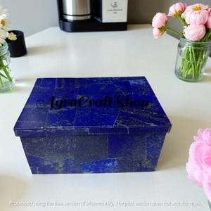 6&quot;x4&quot;x2&quot; Lapis Lazuli Jewelry Box with Storage Holder/ Random Blue Stone -  High Quality Collectible Trinket Neckless Case & Dressing Decors