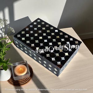 4&quot;X3&quot;X2&quot; black marble ornament storage jewelry box mother of pearl crystal gem stone collectible organizer jewelry holder & women &#39;s gift