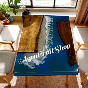 Custom Made Ocean Wave Epoxyhars Center Sofa Salontafel Natuurlijke acaciahouten Live Edge Console Bar Bureau Hal Interieur Decors