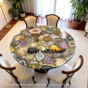 Mix Agate Stone Coffee Tabletop/ Handmade Art Crystal Sofa Center Interior Table/ Counter Bar Desk Luxury Home Furniture/ and Made to Order