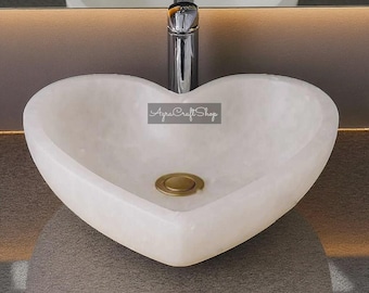 Handmade Heart-Shaped White Quartz Wash Basin: Luxury Spa Sink