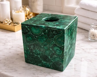 Handmade Malachite Stone Tissue Box Cover: Luxury Office Decor