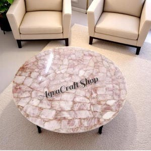 custom rose quartz coffee table top | handmade art crystal pink gemstone | unique sofa centerpiece modern furniture | & home interior decors