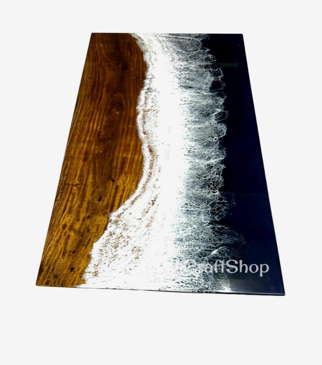 Ocean Wave Epoxy Resin Table Top, Acacia Walnut River Wood - Etsy