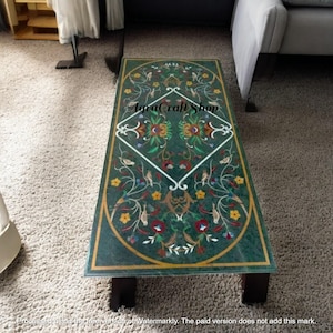 Elegance Green Marble Center Dining Table Hand Carved Inlay Floral Modern Art Kitchen Slab Patio Furniture and Luxury Centerpiece House Deco