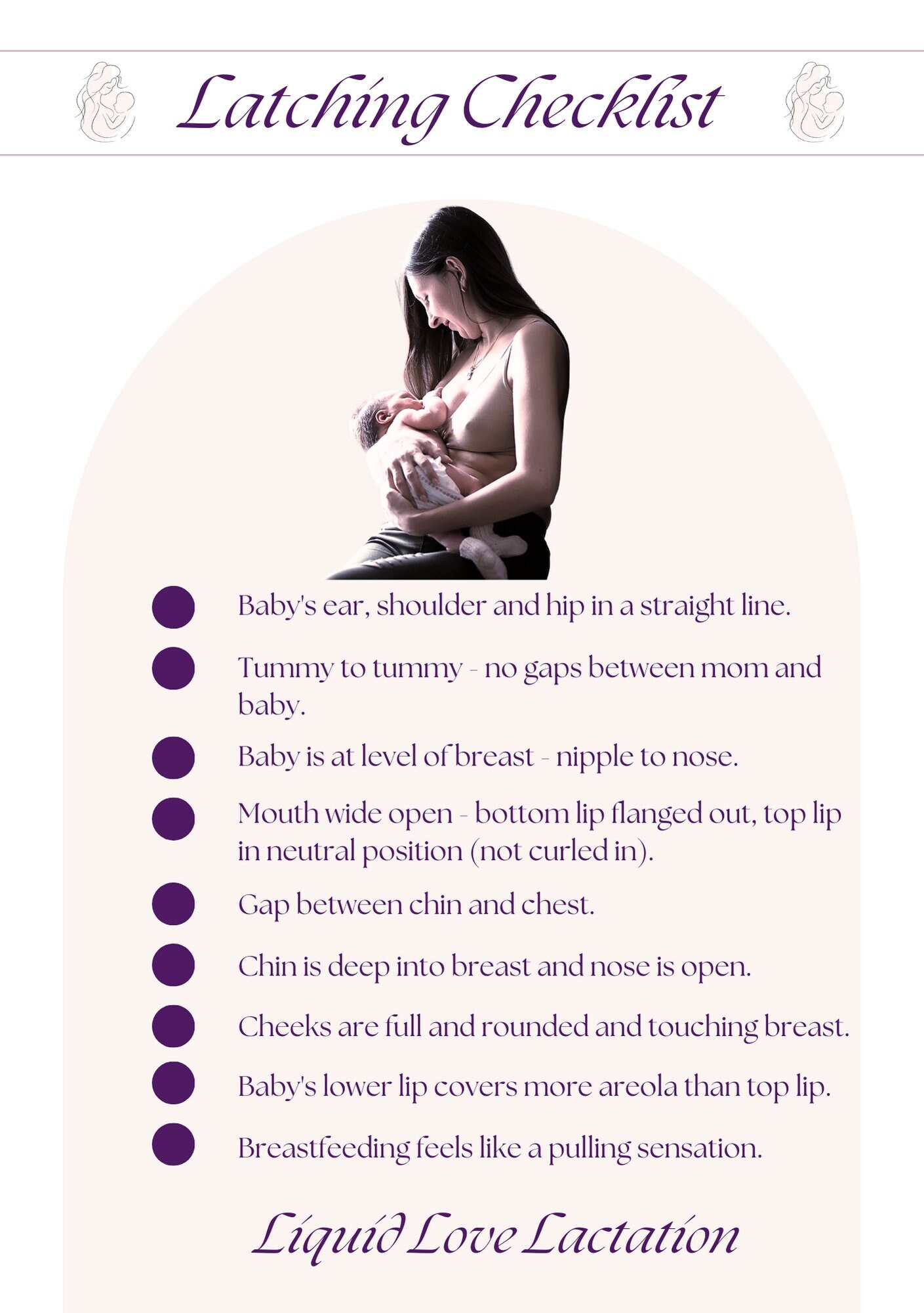 Latching Checklist A Printable Handout for Breastfeeding Etsy