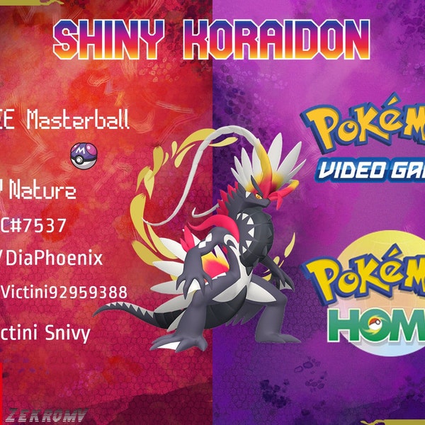 6IV Level 1 Pokemon Scarlet and Violet SHINY Koraidon FREE Masterball