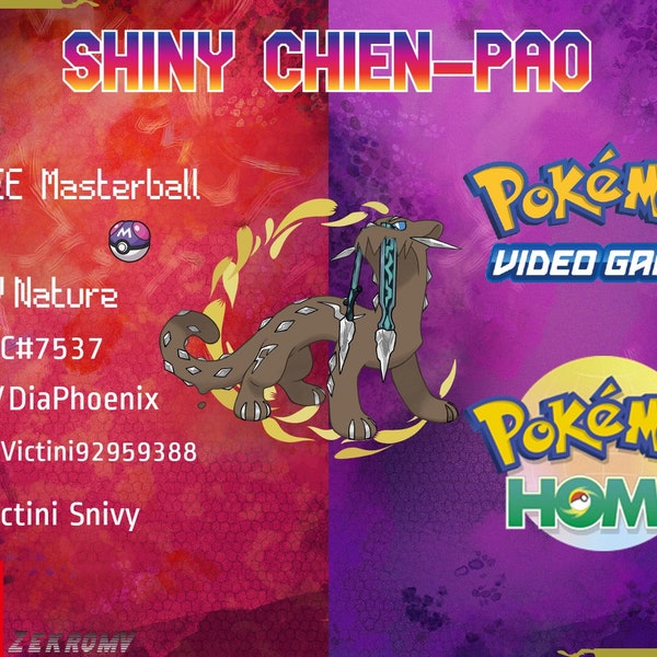 6IV Level 1 Pokemon Scarlet and Violet SHINY Chien-Pao FREE Masterball