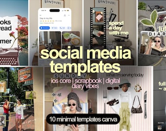 Instagram Carousel Templates Canva | Reel Cover Templates | iOS Core Vibes | Scrapbook Social Media Kit