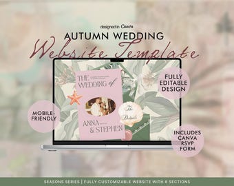 Botanical Wedding Website Template | Sage Green Garden Design (Digital Download)