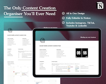 Social Media Content Planner – All-In-One Notion Template (Digital Download)