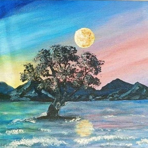 hand-painted acrylic painting on canvas (Wanaka Lonetree)