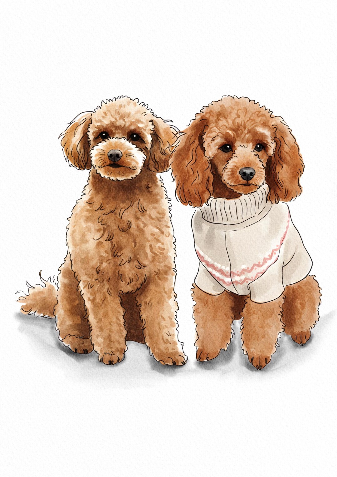 Digital Custom Watercolor Pet Portrait Personalized Dog & Cat Painting ...