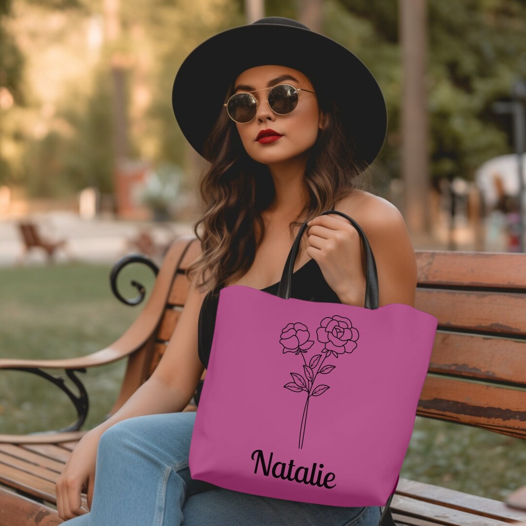 June Birth Month Flower Personalized Tote Bag Custom Floral Etsy