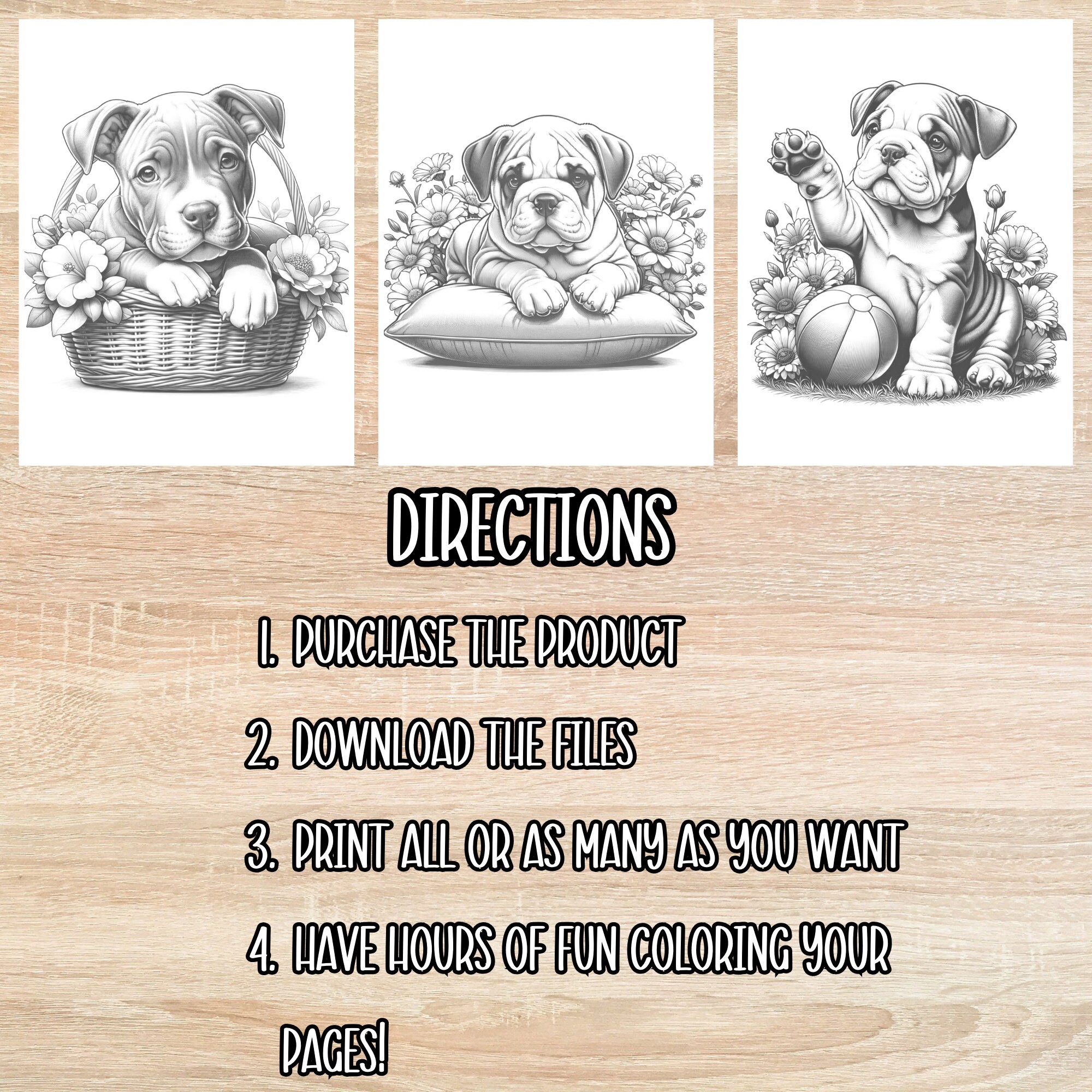 50 Adorable Puppy Coloring Pages for Adults and Kids Grayscale Coloring ...