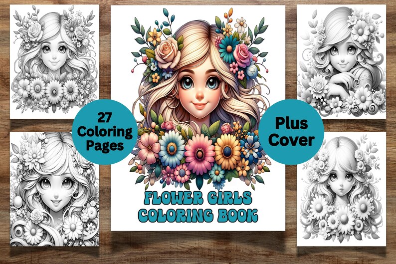 27 Color Pages 27 Flower Girls Coloring Pages for Adults, Floral Beauties Coloring ...
