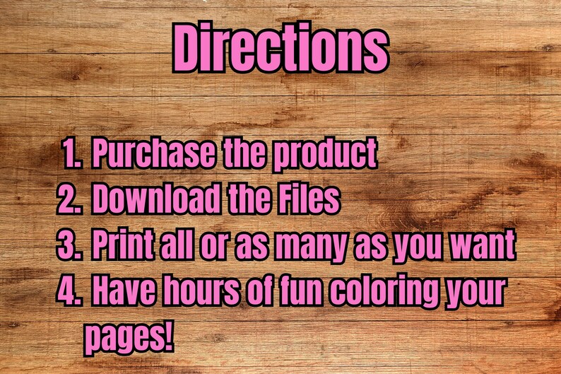 Puede incluir: Instrucciones para un libro para colorear imprimible: Compra el producto, descarga los archivos, imprime tantas p&aacute;ginas como quieras y divi&eacute;rtete coloreando.