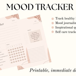 Ausdruckbarer Stimmungstracker | Täglicher Gewohnheits-Tracker | Self Care Planer | Stimmungstagebuch | Inspirierender Planer | Habit Tracker | Self Care Planer