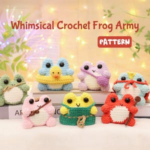 Whimsical Crochet Frog Army ｜amigurumi |beginner crochet |low Sew Amigurumi |Crochet Pattern｜7 Frogs 7 Personalities ｜digital pattern