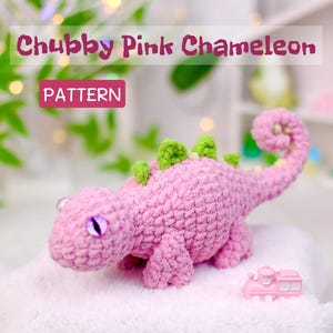 Chubby Pink Chameleon Amigurumi: Crochet Pattern (PDF)