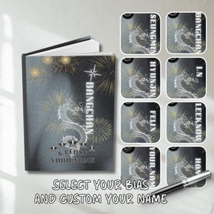 Aangepaste StrayKids 5-sterren hardcover dagboek, gepersonaliseerde naam spiraal notebook planner dagboek, SKZ STAY fan cadeau Seungmin Changbin Hyunjin Felix