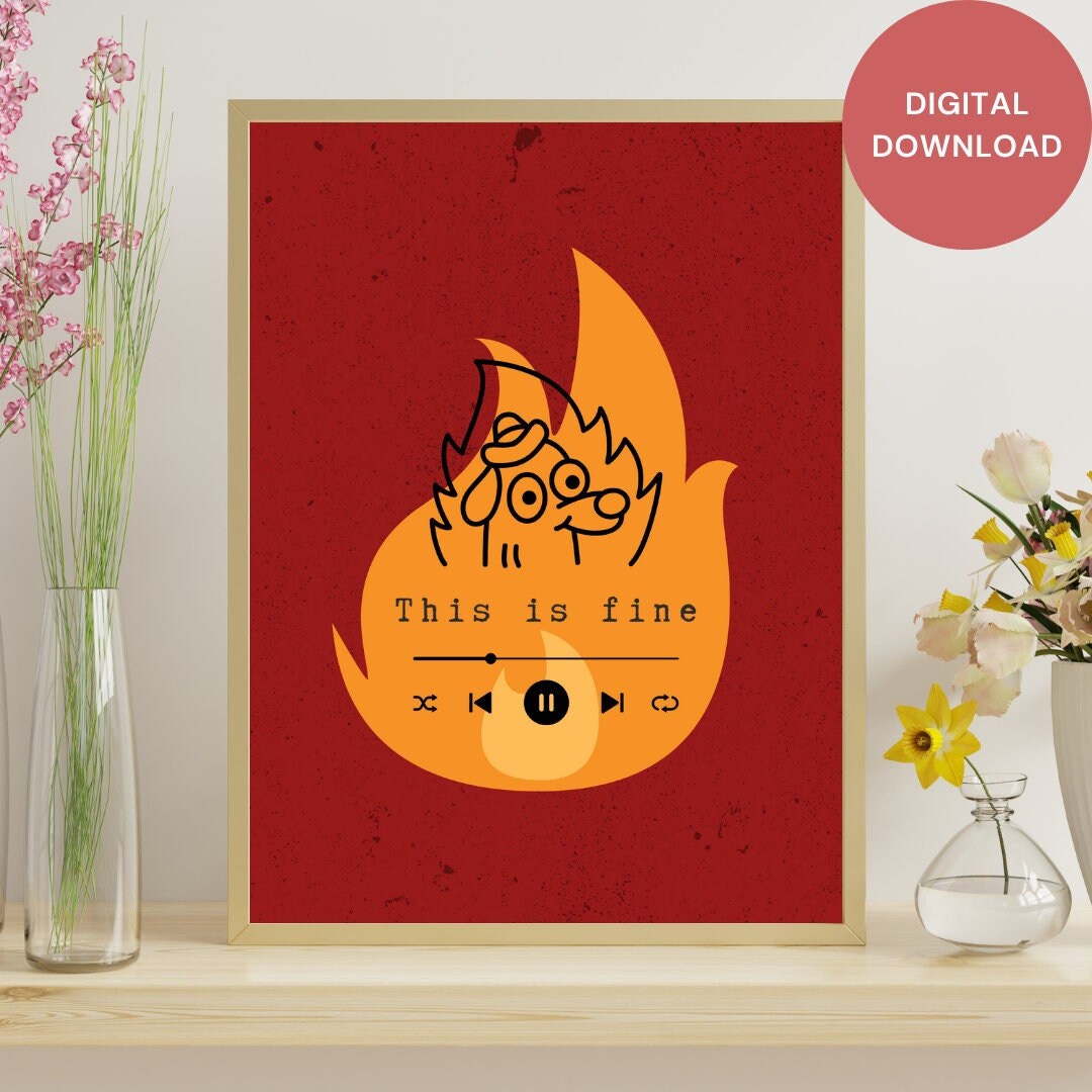 Hilarious Dog in Fire this is Fine Meme Digital Etsy