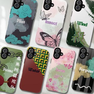 Demon Anime Inspired (II) Dual-layer Tough Phonecase for iPhone 16 15 14 13 Samsung, Love, Serpent, Water, Insect, Wind, Mist, Stone Pillar
