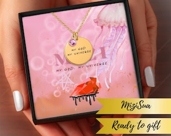 Custom Mizi Alien Stage Necklace, Kpop Lover Personalized Engraved Jewelry, MiziSua Matching Gift for Anime ALNST Fan Art, MY CLEMATIS Lyric
