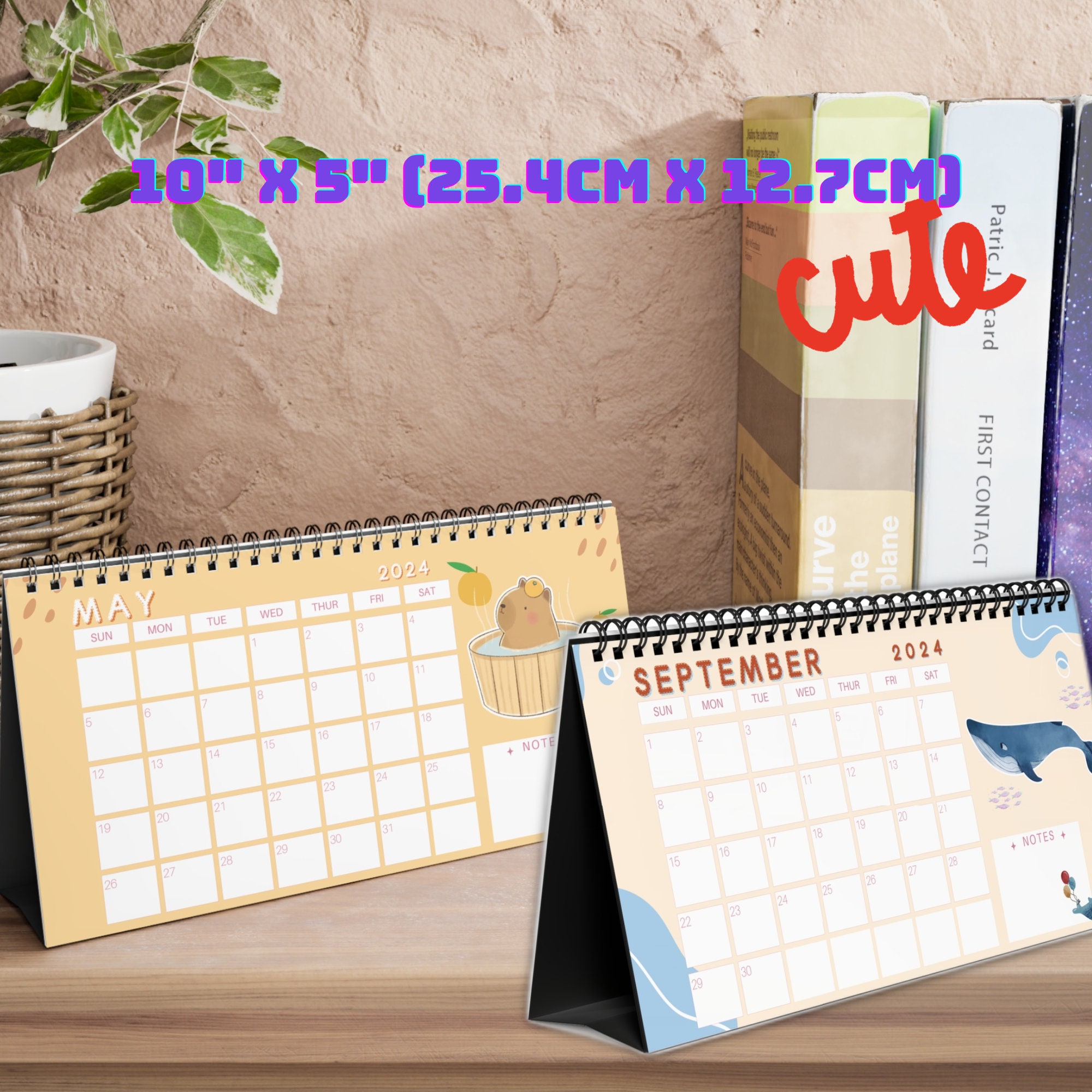 2024 Cute Rare and Endangered Animal Desk Calendar, Landscape 10x5