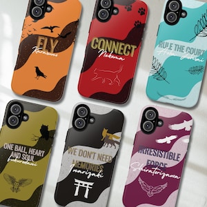 HQ!! Anime Volleyball Clubs Inspired Dual-layer Tough Phonecase for iPhone 16 15 14 13 Samsung, Team Crow, Cat, Owl, Fox, Leave, Eagle Patch