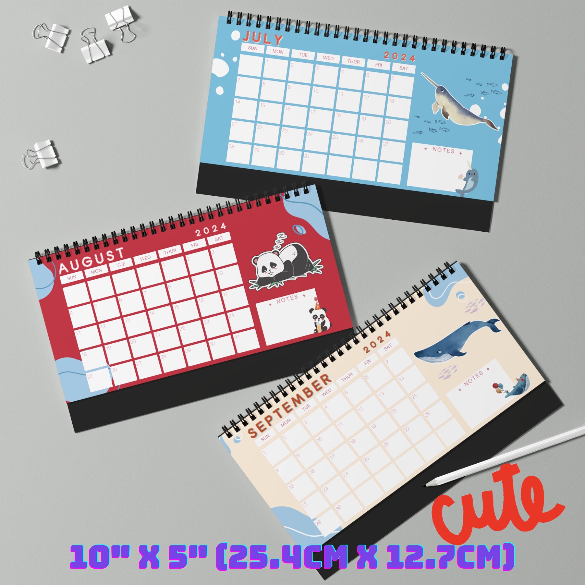 2024 Cute Rare and Endangered Animal Desk Calendar, Landscape 10x5