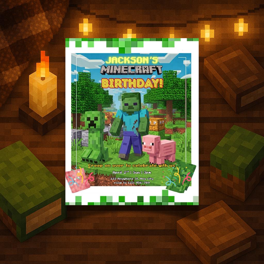 Confetti-Style Minecraft Invite Template