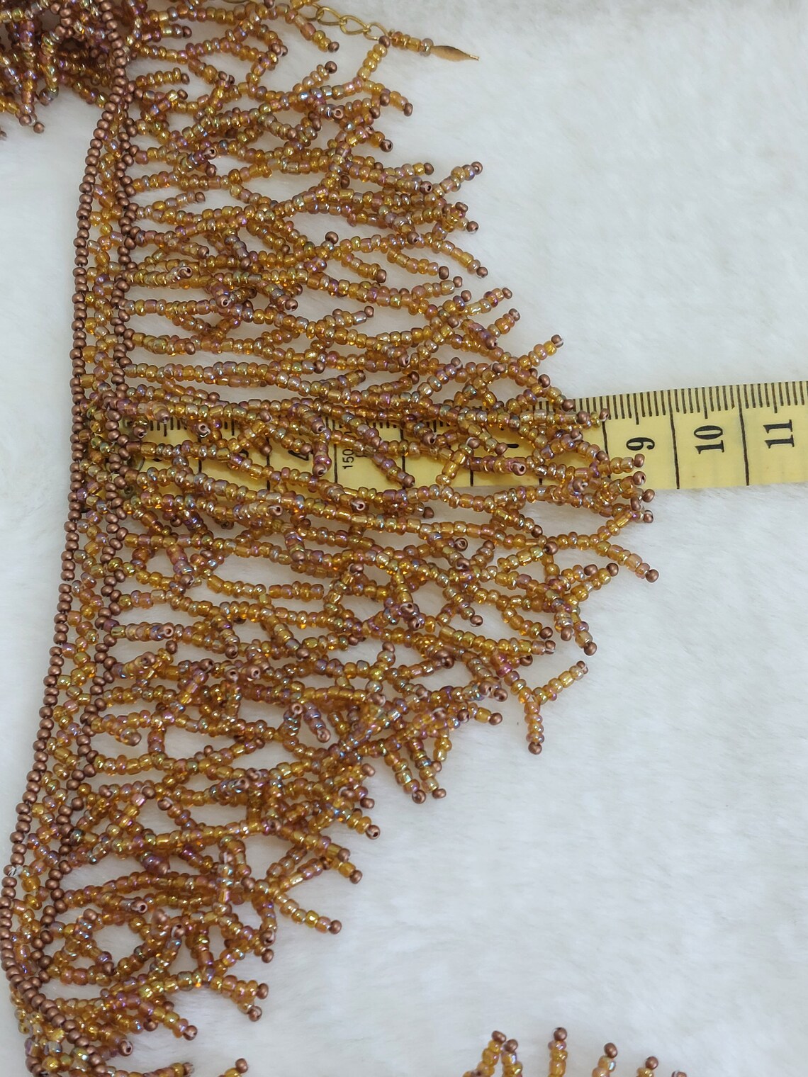 Golden Seed Bead Branching Waterfall Beaded Statement Necklace Etsy