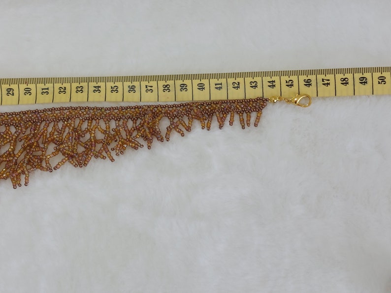 Golden Seed Bead Branching Waterfall Beaded Statement Necklace Etsy