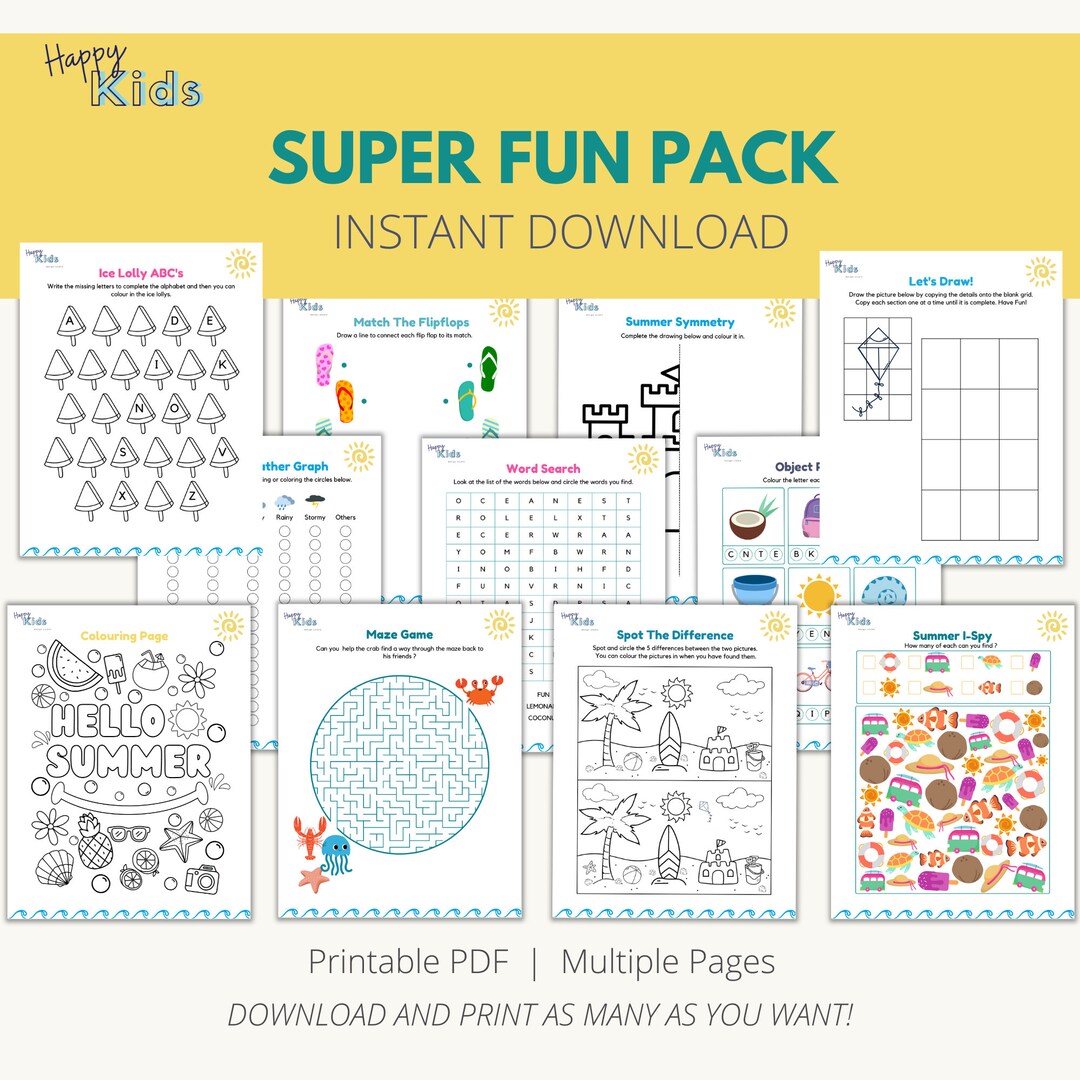 Activities for Kids, Fun Activity Pages, Keep Kids Happy, Digital ...