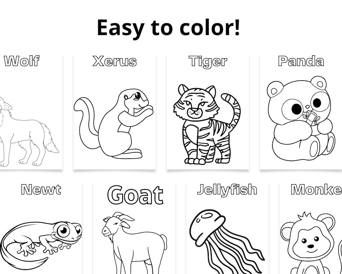 AZ Animal Coloring Pages for Young Kids Etsy
