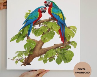 Parrot  Wall Art , Parrot Poster , Parrot Painting, Parrot Art Print .