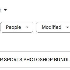 May include: Screenshot of a Google Drive folder listing. The folder is named "SUPER SPORTS PHOTOSHOP BUNDLE".