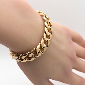 Gold-Filled Miami Cuban Link Bracelet: Unisex Chunky Curb Chain