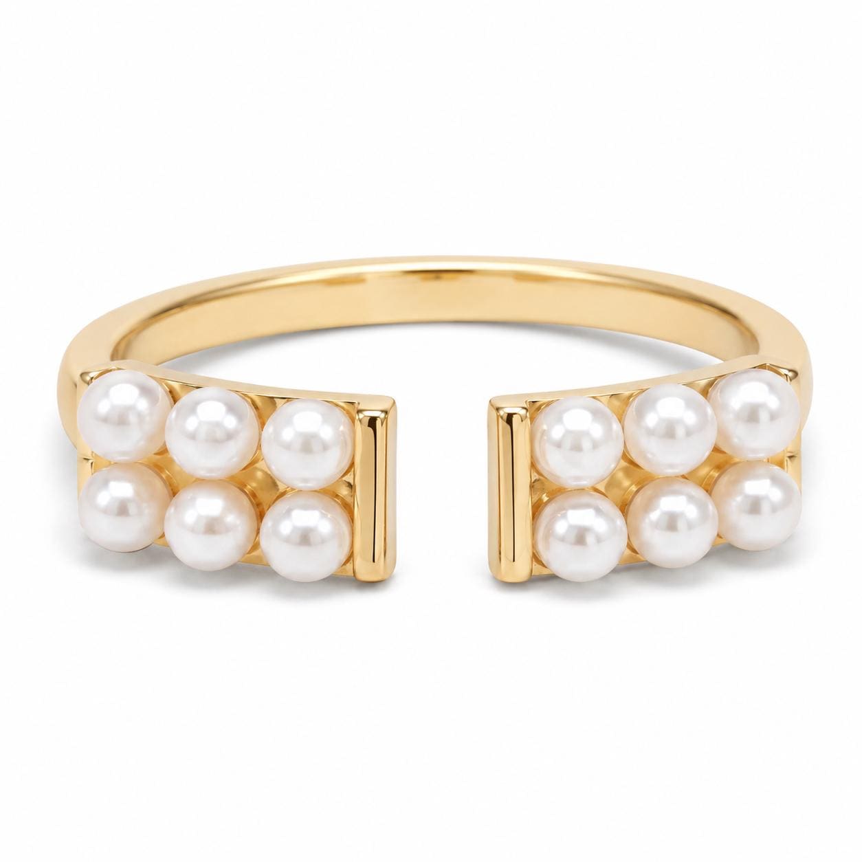 Gold Pearl Cluster Open Ring