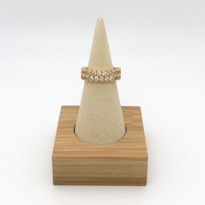 18K Gold Plated Eternity Ring: Adjustable Cubic Zirconia Stackable Ring